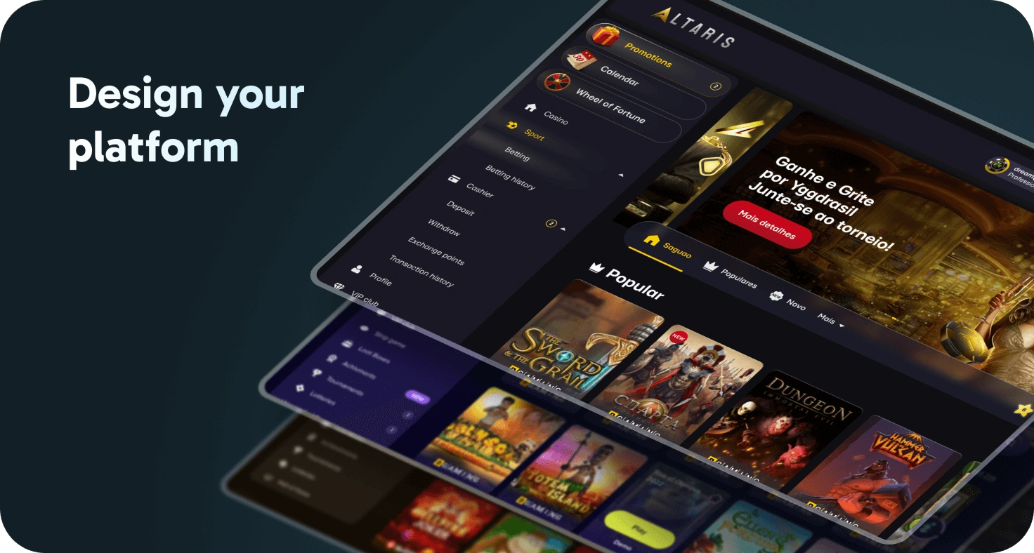 Dashboard de Gestión Turnkey — plataforma de casino online