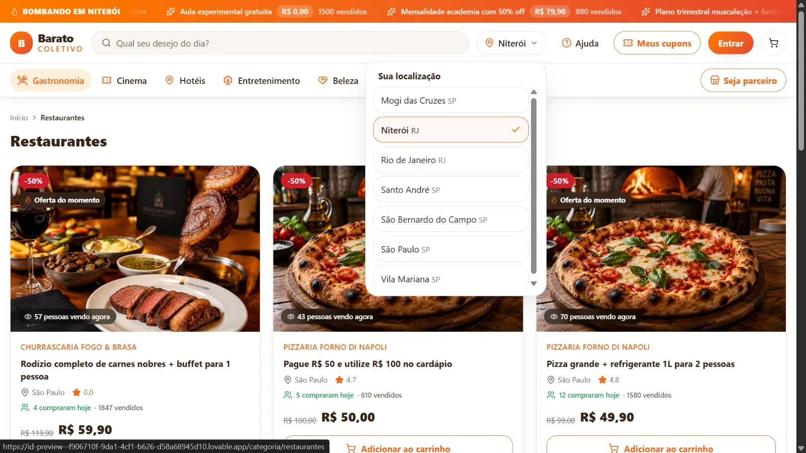 Ofertas por Categoría — Plataforma Premium
