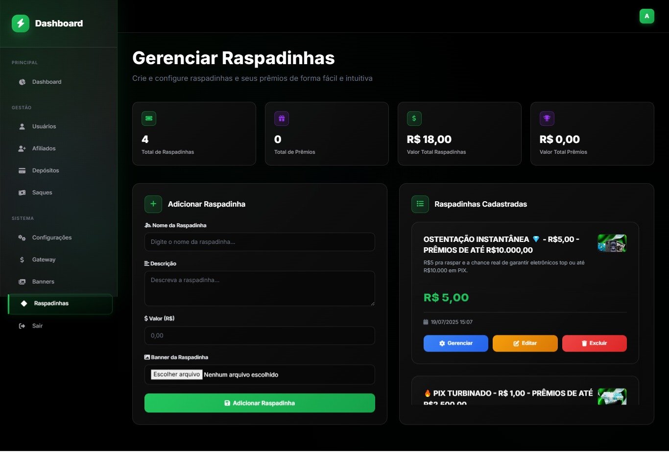 Mobile App Nativo — sistema de raspadinha online white label