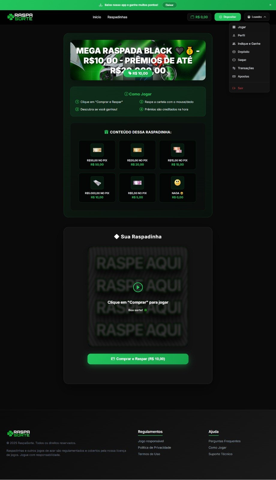 Configurações Avançadas — sistema de raspadinha online white label