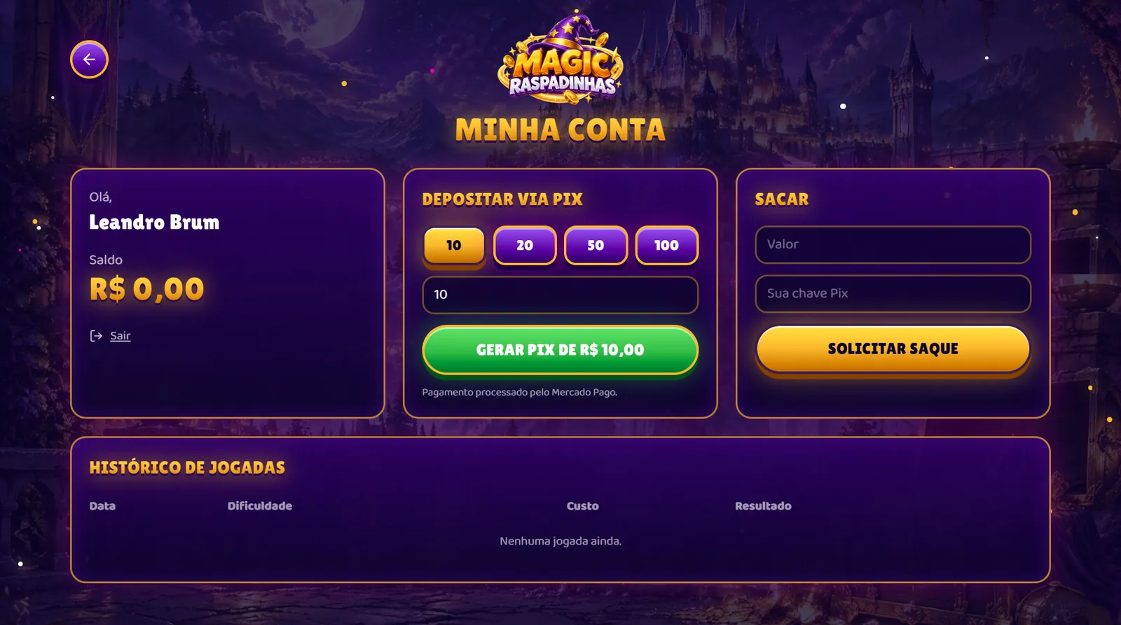 Bloco de premiação animado do sistema de raspadinha em grade 3x3 com símbolos e prêmios