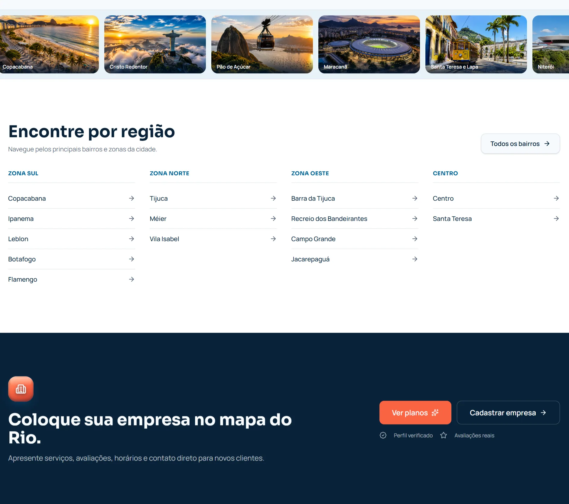 Destaques da Plataforma — sistema guia comercial white label guia da cidade