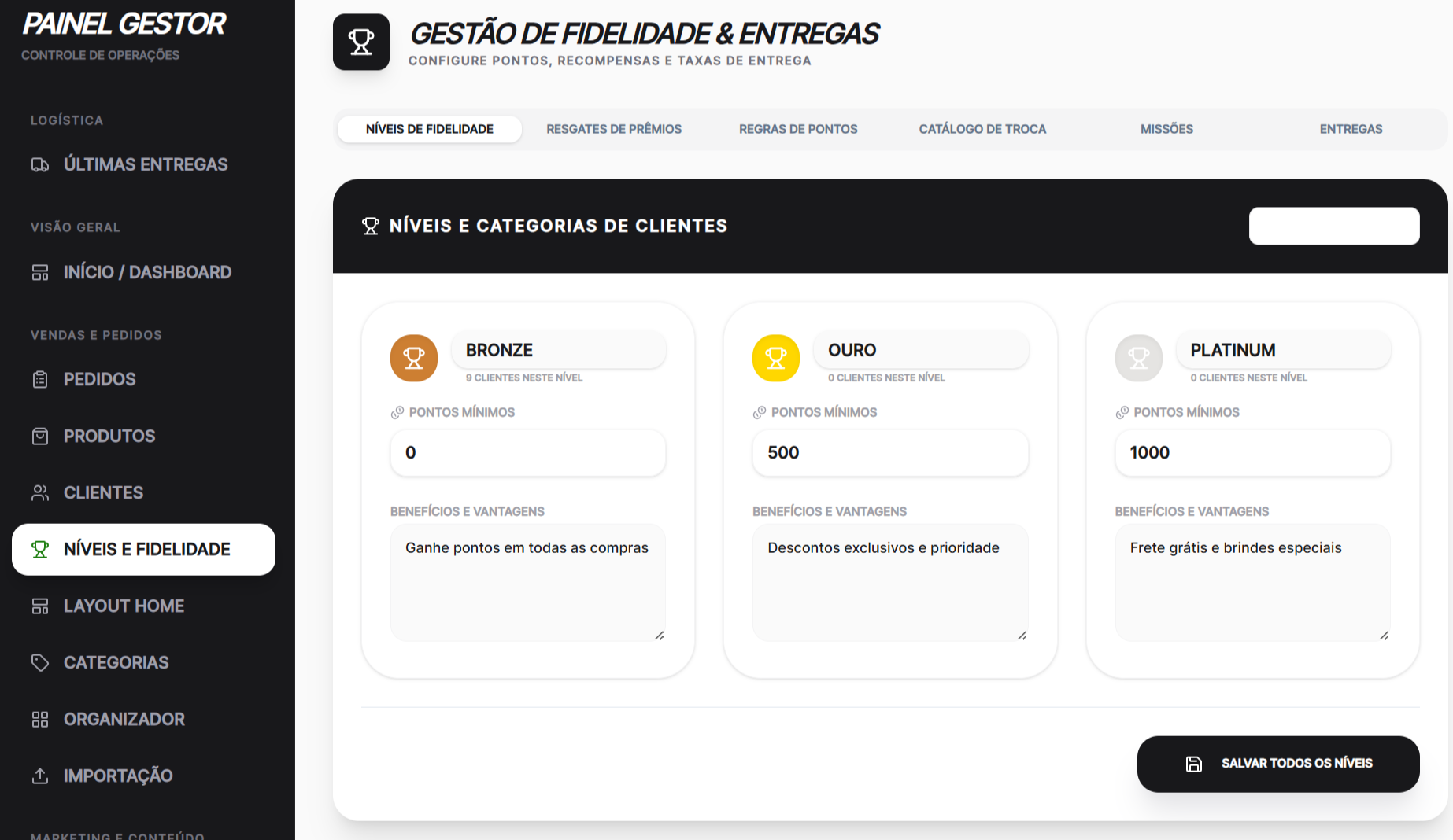 Operação & Estoque — Plataforma Premium