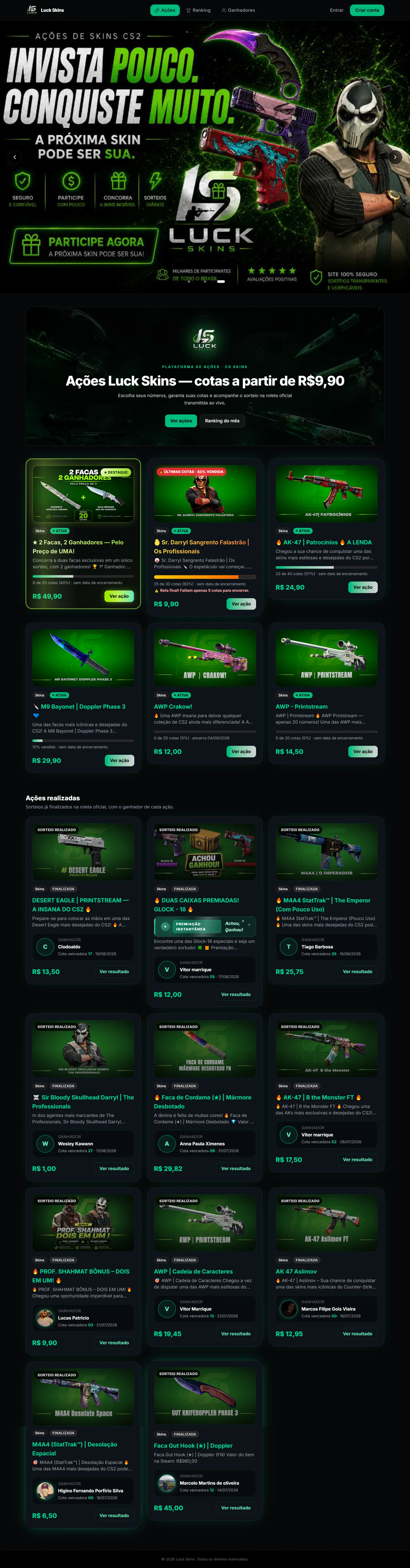 App de rifas mobile - checkout e confirmação de cota